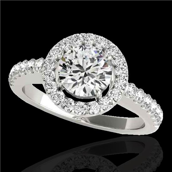 1.65 ctw Certified Diamond Solitaire Halo Ring 10k White Gold - REF-211R4K