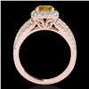 Image 2 : 2 ctw Certified SI/I Fancy Intense Yellow Diamond Halo Ring 10k Rose Gold - REF-204F5M