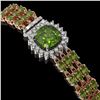 Image 2 : 28.56 ctw Tourmaline & Diamond Bracelet 14K Rose Gold - REF-404W8H
