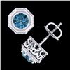 Image 3 : 1.07 ctw Fancy Intense Blue Diamond Art Deco Earrings 18k White Gold - REF-118M2G