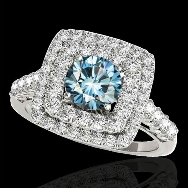 2.05 ctw SI Certified Fancy Blue Diamond Halo Ring 10k White Gold - REF-169M3G