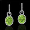 Image 1 : 6 ctw Peridot & Micro Pave Halo VS/SI Diamond Earrings 14k White Gold - REF-104M4G