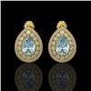 Image 1 : 7.15 ctw Aquamarine & Diamond Victorian Earrings 14K Yellow Gold - REF-285Y8X