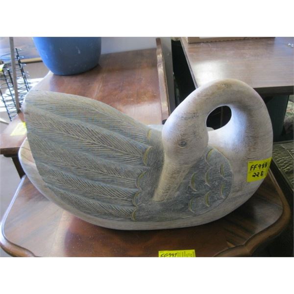 CARVED WOODEN SWAN