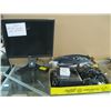 Image 1 : DEL COMPUTER MONITOR & 2 BOXES OF MISC. POWER SUPPLIES, ELECTRICAL CORDS, ETC.