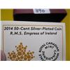 Image 2 : 2014 50 CENT SILVER PLATED COIN RMS EMPRESS OF IRELAND