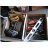 Image 2 : 2 BOXES OF MISC. LEVEL, TOOL POUCH, EXTENSION CORD, ETC.
