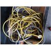 Image 2 : BOX OF MISC. BADMINTON RACKETS, MAT, TRAILER HITCH, EXTENSION CORDS, ETC.