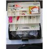Image 2 : BROWN TACKLE BOX WITH ASST. CONTENTS