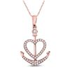 Image 1 : Round Diamond Heart Anchor Pendant 1/8 Cttw 14KT Rose Gold