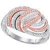 Image 1 : Round Diamond Striped Rose-tone Fashion Ring 1/4 Cttw 10KT Two-tone Gold