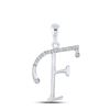 Image 1 : Round Diamond F Initial Letter Pendant 1/12 Cttw 10KT White Gold