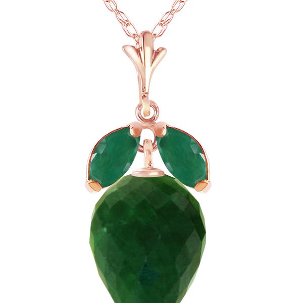 Genuine 13.4 ctw Green Sapphire Corundum & Emerald Necklace 14KT Rose Gold - REF-34V3W