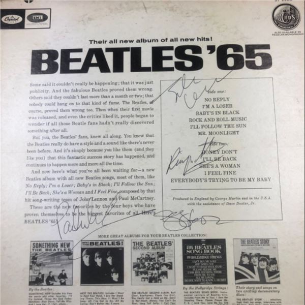 Signed Beatles '65 Album Cover