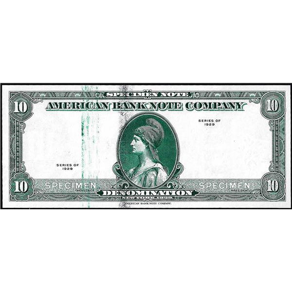 1929 Ten Unit American Bank Note Company Test Note