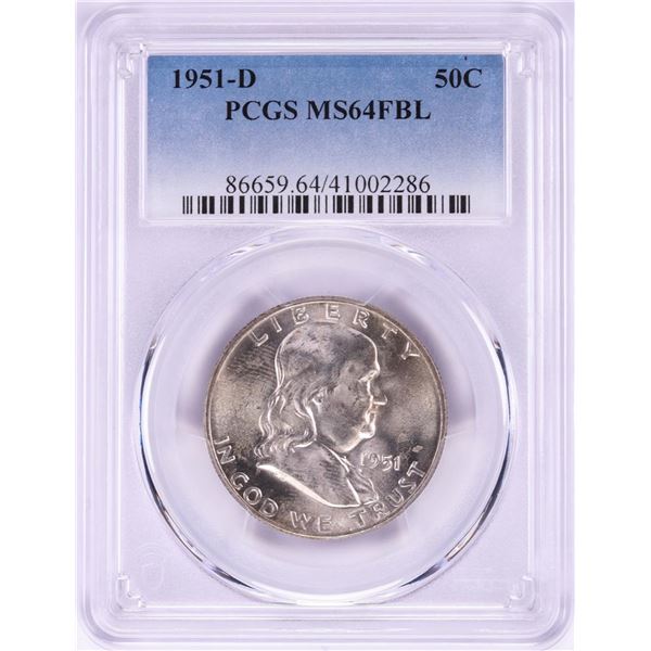 1951-D Franklin Half Dollar Coin PCGS MS64FBL