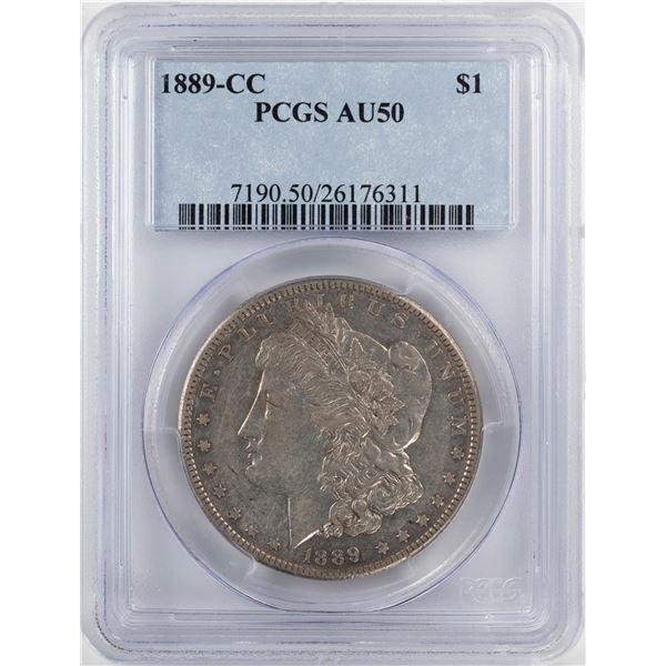 1889-CC $1 Morgan Silver Dollar Coin PCGS AU50