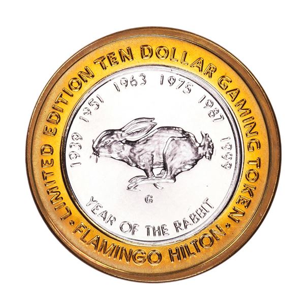 .999 Silver Flamingo Hilton Las Vegas, Nevada $10 Casino Limited Edition Gaming Token