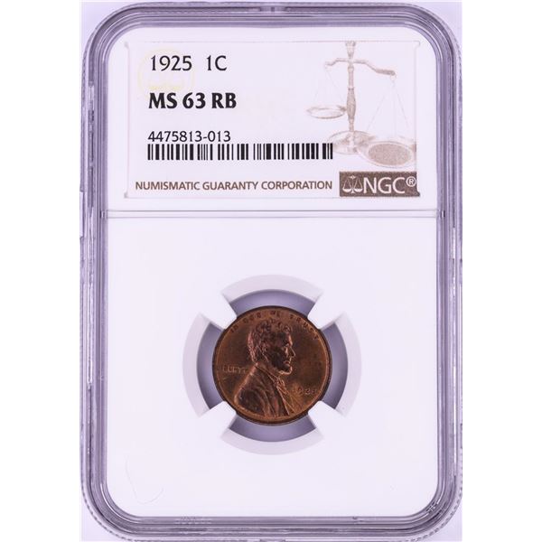 1925 Lincoln Wheat Cent Coin NGC MS63RB