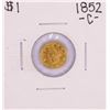 Image 1 : 1852-C $1 Type 1 Liberty Head Gold Dollar Coin