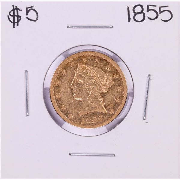 1855 $5 Liberty Head Half Eagle Gold Coin