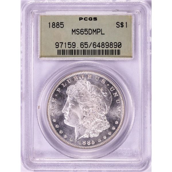 1885 $1 Morgan Silver Dollar Coin PCGS MS65DMPL Old Green Holder