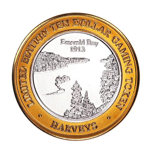 .999 Fine Silver Harveys Resort Lake Tahoe, Nevada $10 Limited Edition Gaming Token