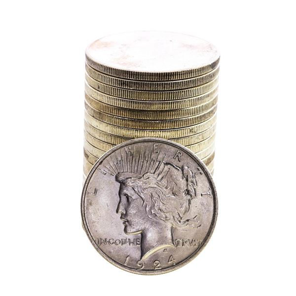 Roll of (20) Brilliant Uncirculated 1924 $1 Peace Silver Dollar Coins