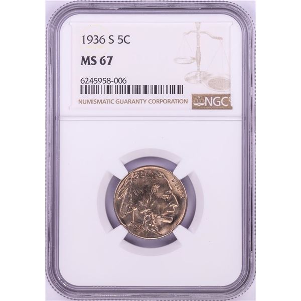 1936-S Buffalo Nickel Coin NGC MS67