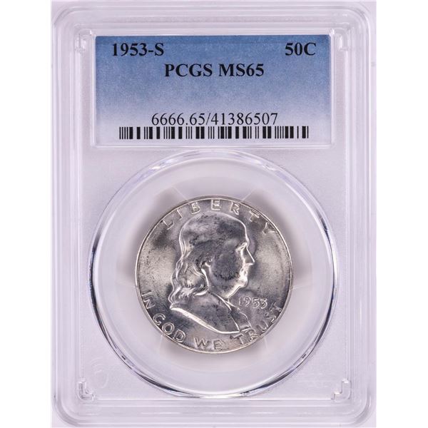 1953-S Franklin Half Dollar Coin PCGS MS65