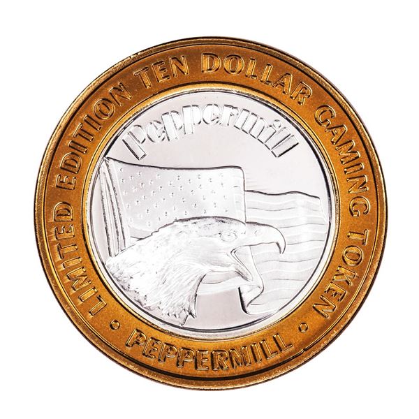 .999 Silver Peppermill Hotel Casino Reno, NV $10 Casino Limited Edition Gaming Token