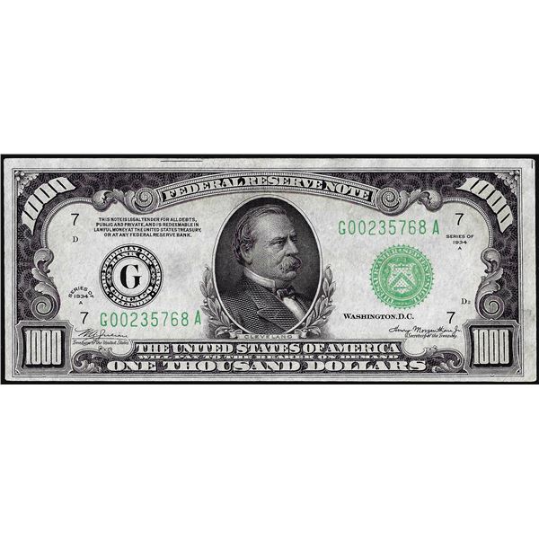 1934A $1,000 Federal Reserve Note Chicago