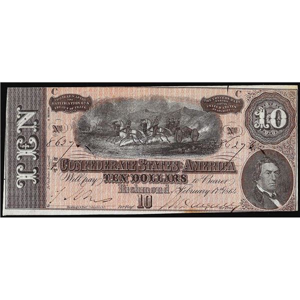 1864 $10 Confederate States of America Note