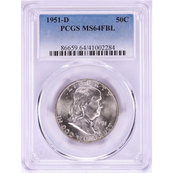 1951-D Franklin Half Dollar Coin PCGS MS64FBL