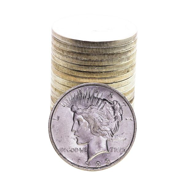 Roll of (20) Brilliant Uncirculated 1923 $1 Peace Silver Dollar Coins