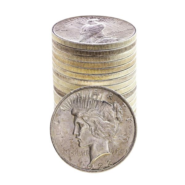 Roll of (20) Brilliant Uncirculated 1923 $1 Peace Silver Dollar Coins
