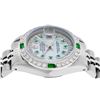 Image 9 : Rolex Ladies Stainless Steel Mother of Pearl Emerald & Diamond Datejust Wristwatch