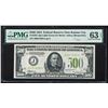 Image 1 : 1934 $500 Federal Reserve Note Kansas City Light Green Seal PMG Choice Unc. 63EPQ