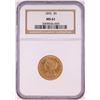 Image 1 : 1895 $5 Liberty Head Half Eagle Gold Coin NGC MS61