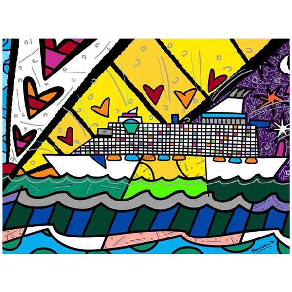 Romero Britto "Happy Happy Times" Limited Edition Giclee on Canvas