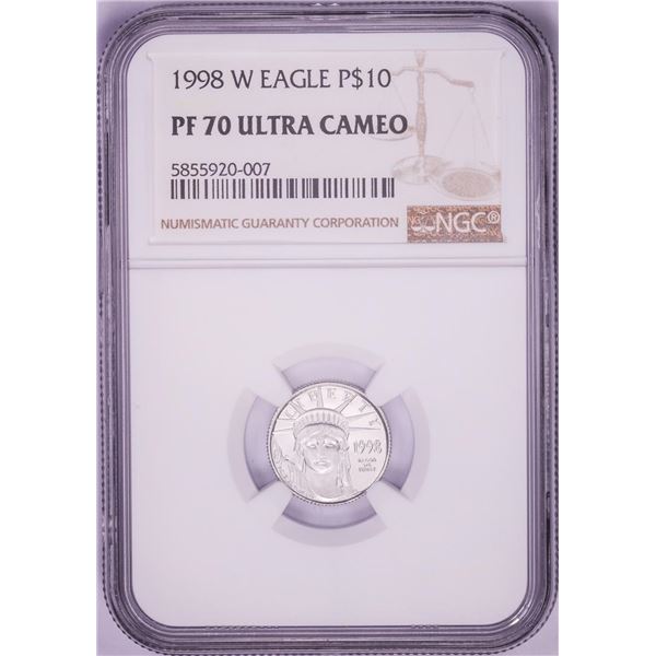 1998-W $10 Proof American Platinum Eagle Coin NGC PF70 Ultra Cameo