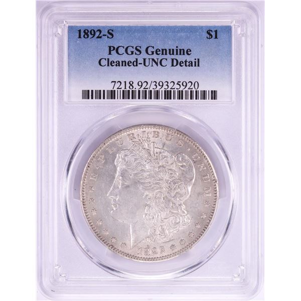 1892-S $1 Morgan Silver Dollar Coin PCGS Unc Details