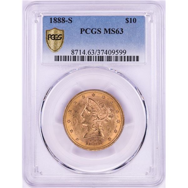 1888-S $10 Liberty Head Eagle Gold Coin PCGS MS63