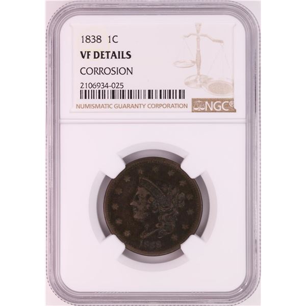 1838 Coronet Head Large Cent Coin NGC VF Details