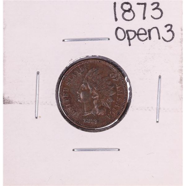 1873 Open 3 Indian Head Cent Coin