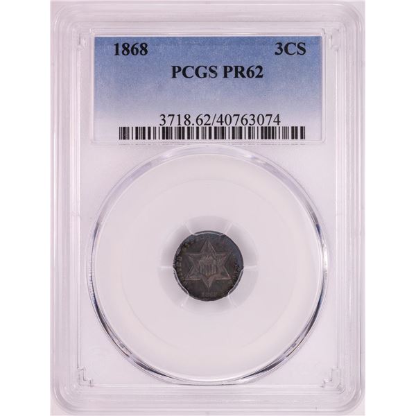 1868 Proof Three Cent Silver Coin PCGS PR62