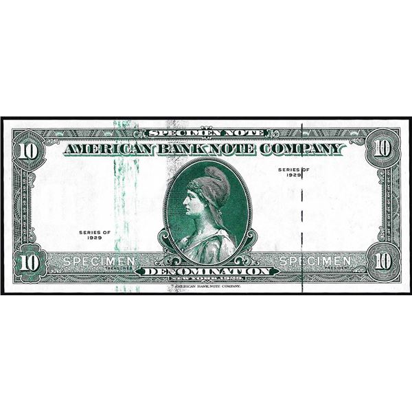 1929 Ten Unit American Bank Note Company Test Note