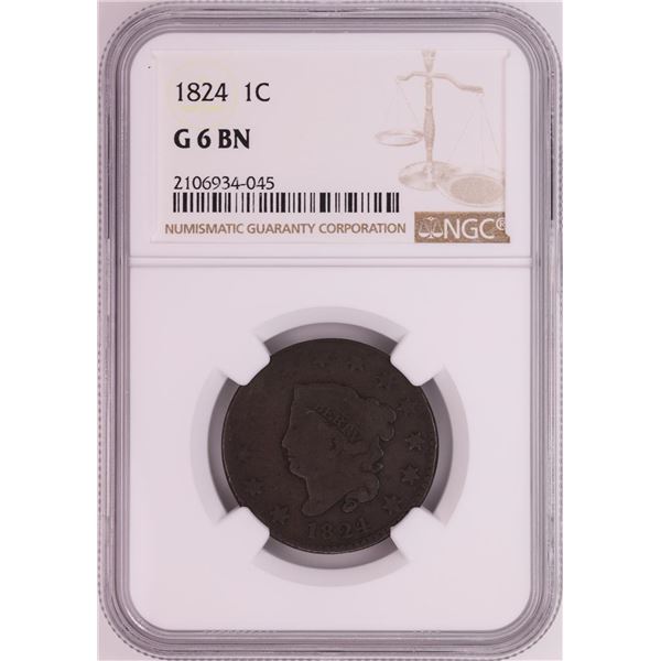 1824 Coronet Head Large Cent Coin NGC G6BN