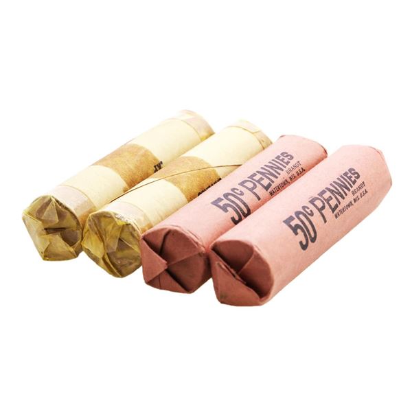 Lot of (2) 1958-P & 1958-D (50) Brilliant Uncirculated Lincoln Wheat Cent Coin Rolls