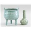 Image 1 : Lot of Two Japanese Ceramic Crackle Censer & Vase